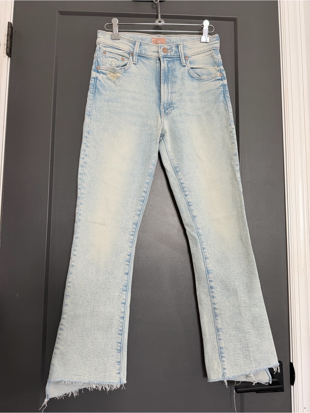 MOTHER Light Blue Flare Crop Jeans